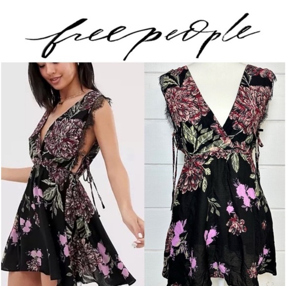 🌸 Free People Marnie Mini Dress - Size Small - Black Combo - Picture 2 of 7